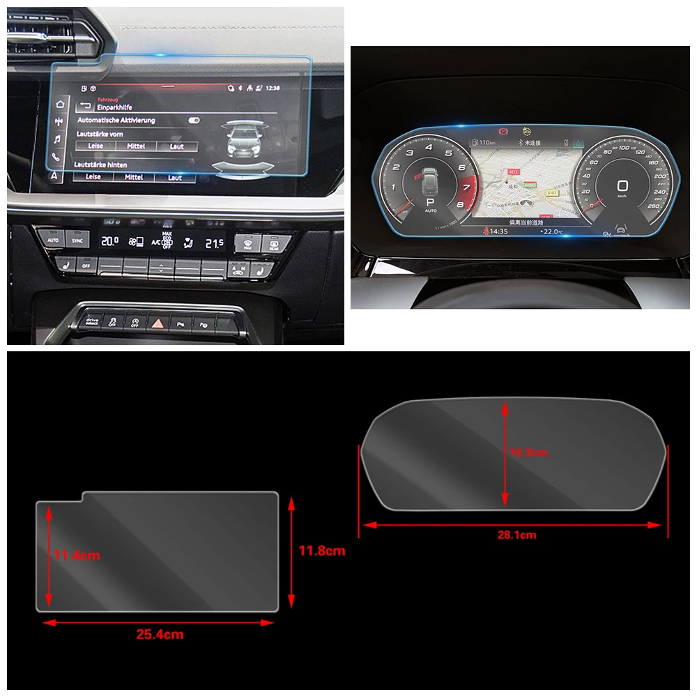For Audi A3 8Y 2021 2022 Car Multimedia Dashboard Instrument Panel GPS  Navigation LCD Screen Tempered Glass Protective Film - AliExpress