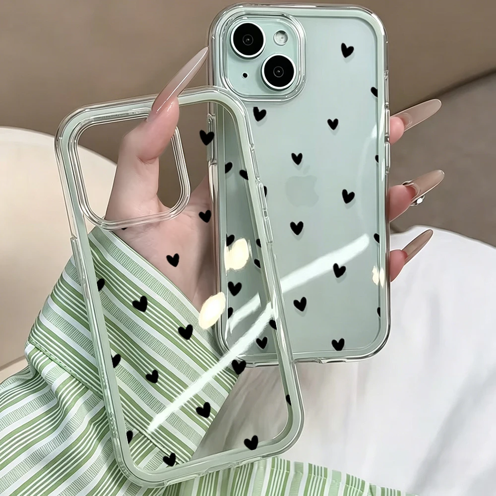 Minimalist Love Heart Transparent Candy Phone Case - Clear Shockproof Cover