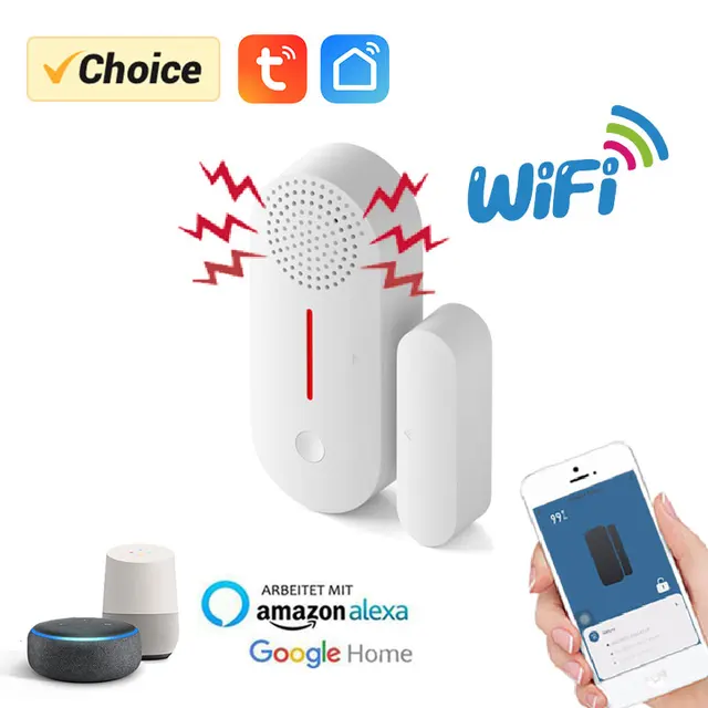 WiFi Door Window Sensor WiFi Security Alarm Door Open Closed Detectors Sound 0-100dB APP Remote Control Timing Arm & Disarm 1