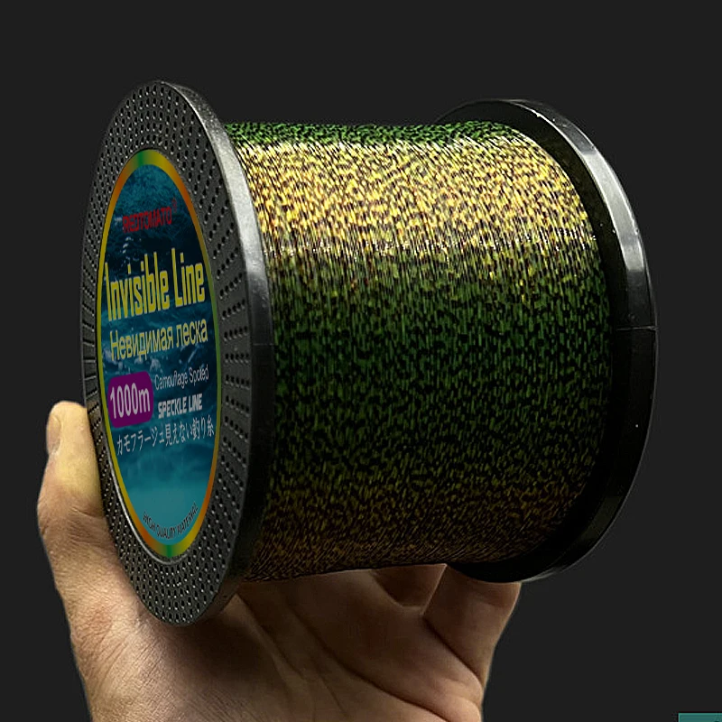Ligne de pêche invisible 1000m monofilament 3D camouflage japonais speckle fluorocarbone coulante