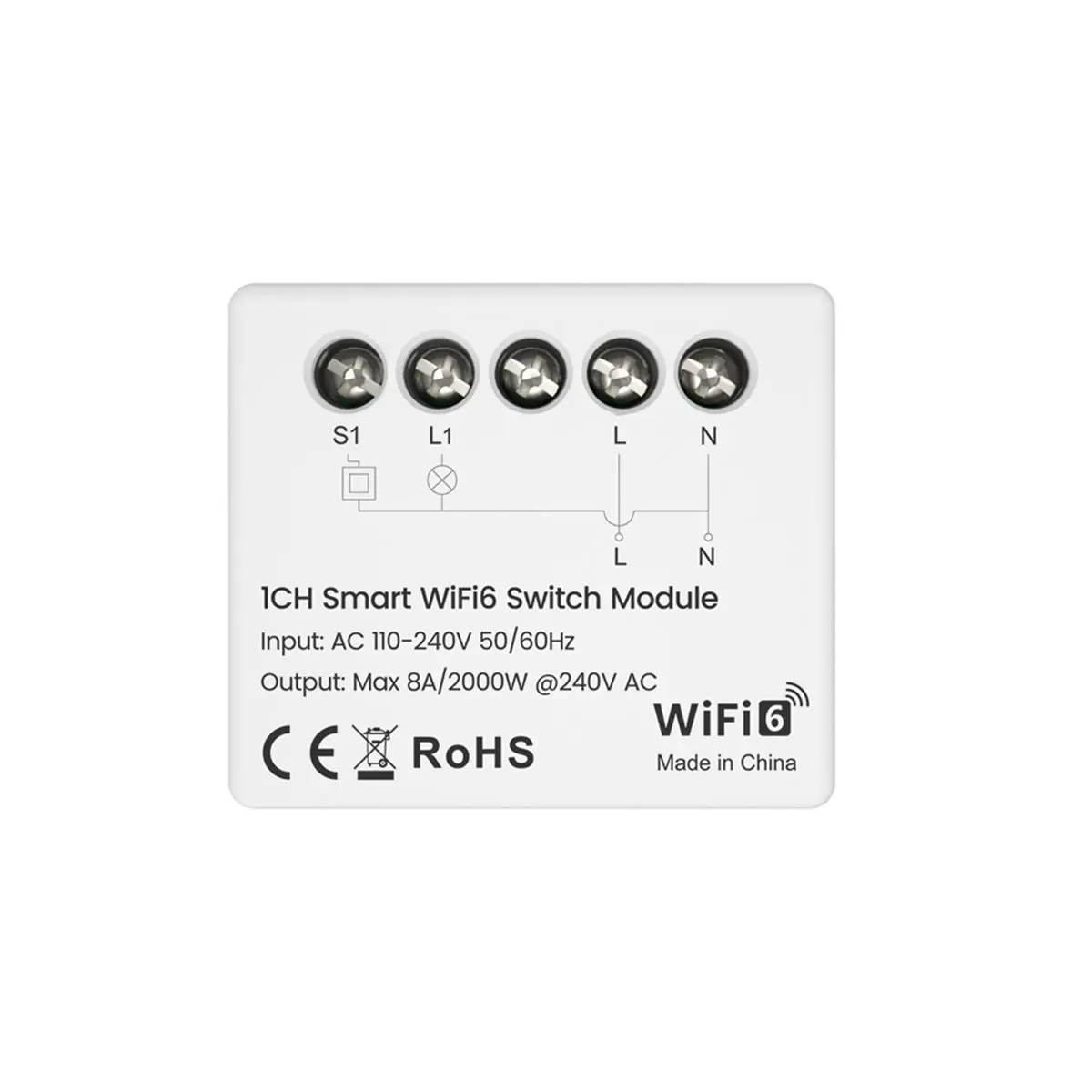 (A23G) Tuya WiFi6 16A 미니 스마트 스위치 모듈 실시간 전력 모니터링 APP 원격 제어