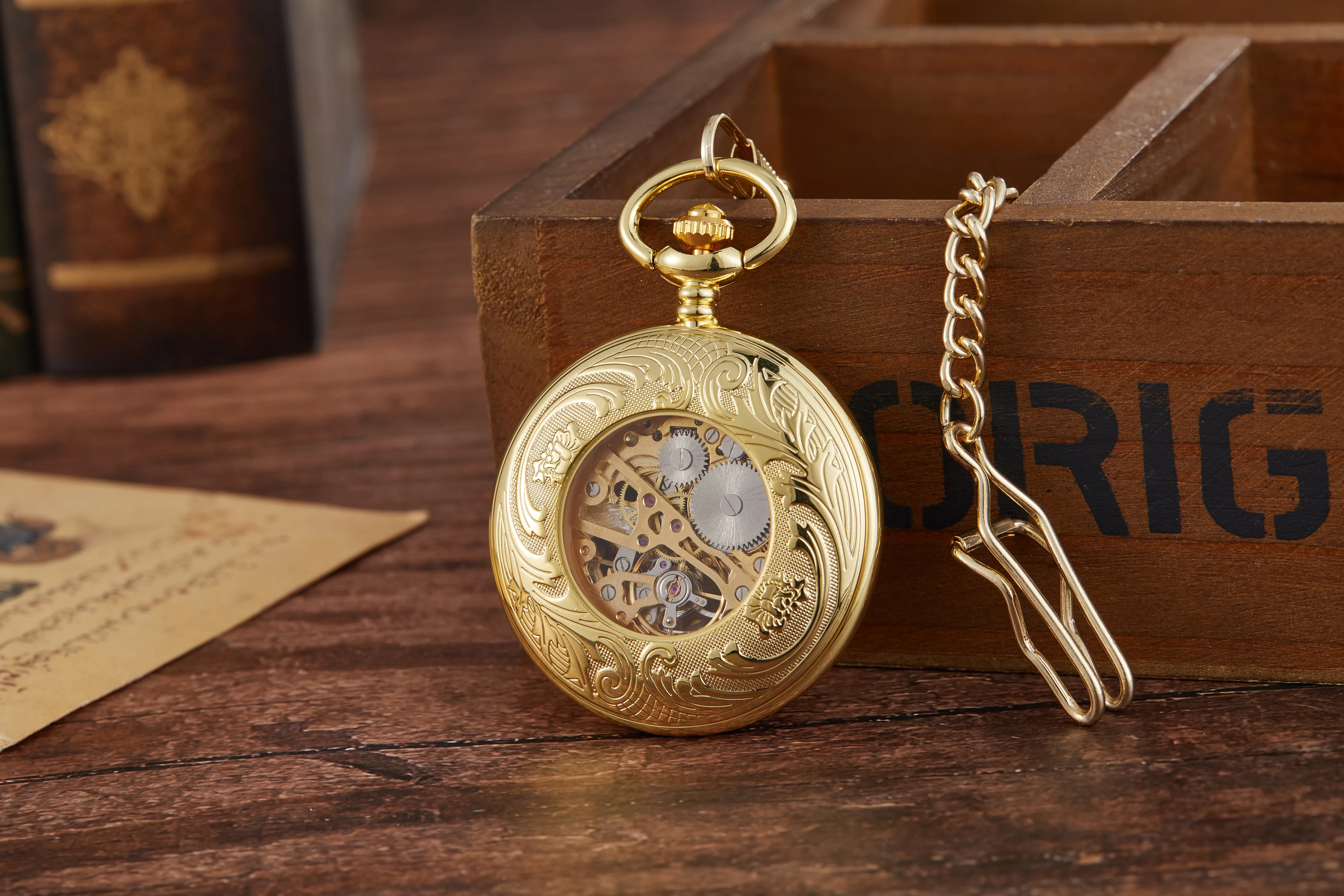 New Arrival Steampunk Retro Hollow Gear Movement Mechanical Pocket Watch  Skeleton Hand Wind FOB Pendant Gift Chain Pocket Watch