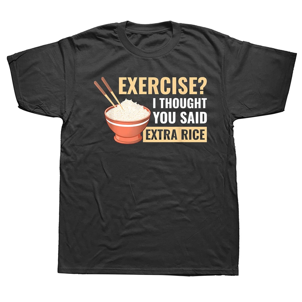 Lustige philippinische Essen-Motive, extra Reis, Übungen, philippinische T-Shirts, Baumwolle, Humor, Streetwear, T-Shirt, Kurzarm, Unisex-Kleidung