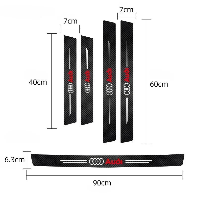 Premium Leather Car Door Sill Plate Protectors - Set of 1, 4, or 5 Pieces