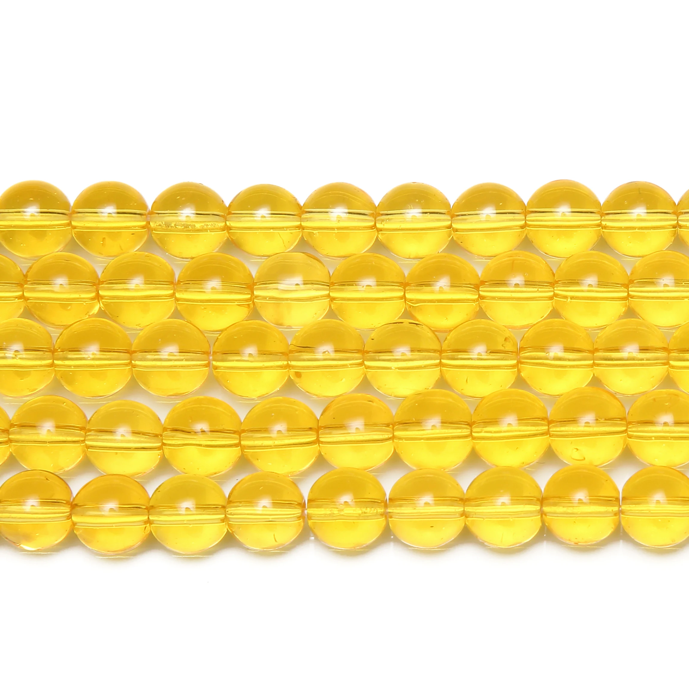 Glatte gelbe Glasperlen, 38,1 cm Strang, 6, 8, 10 mm, Auswahlgröße für die Schmuckherstellung