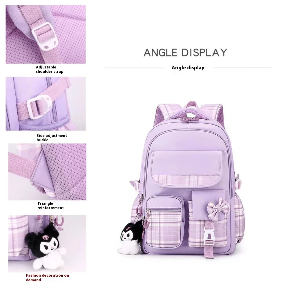 2024 new student backpack, cartoon cute children's backpack for grades 1-6, lightweight and load reducing backpack for boys and 2