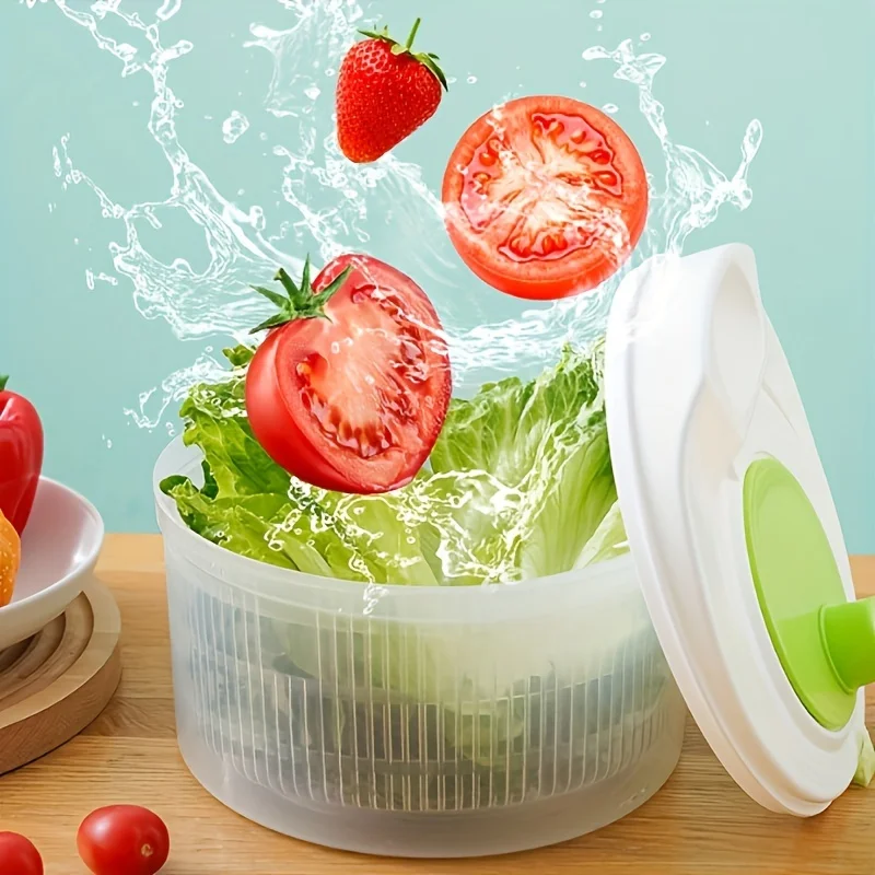 Versatile Salad Spinner & Vegetable Dryer-Easy-To-Use Kitchen Gadget For Lettuce, Fruits & More-Durable Plastic