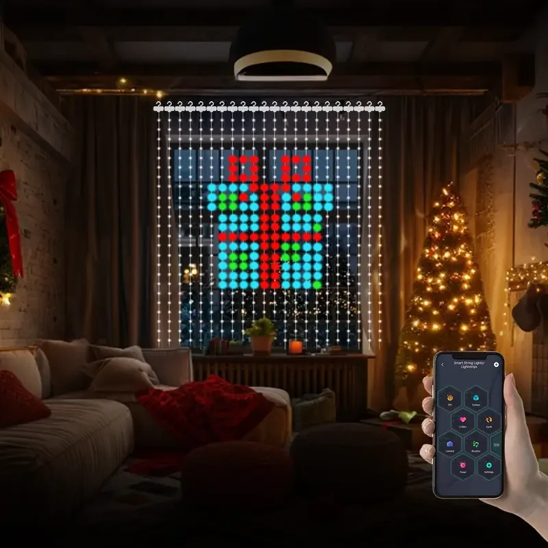ไฟม่านอัจฉริยะ 400LEDs ไฟ LED แบบสาย RGBIC เชื่อมต่อบลูทูธ ปรับเปลี่ยนสีตามเสียงเพลง สำหรับตกแต่งหน้าต่าง ห้องนอน งานปาร์ตี้คริสต์มาส 1