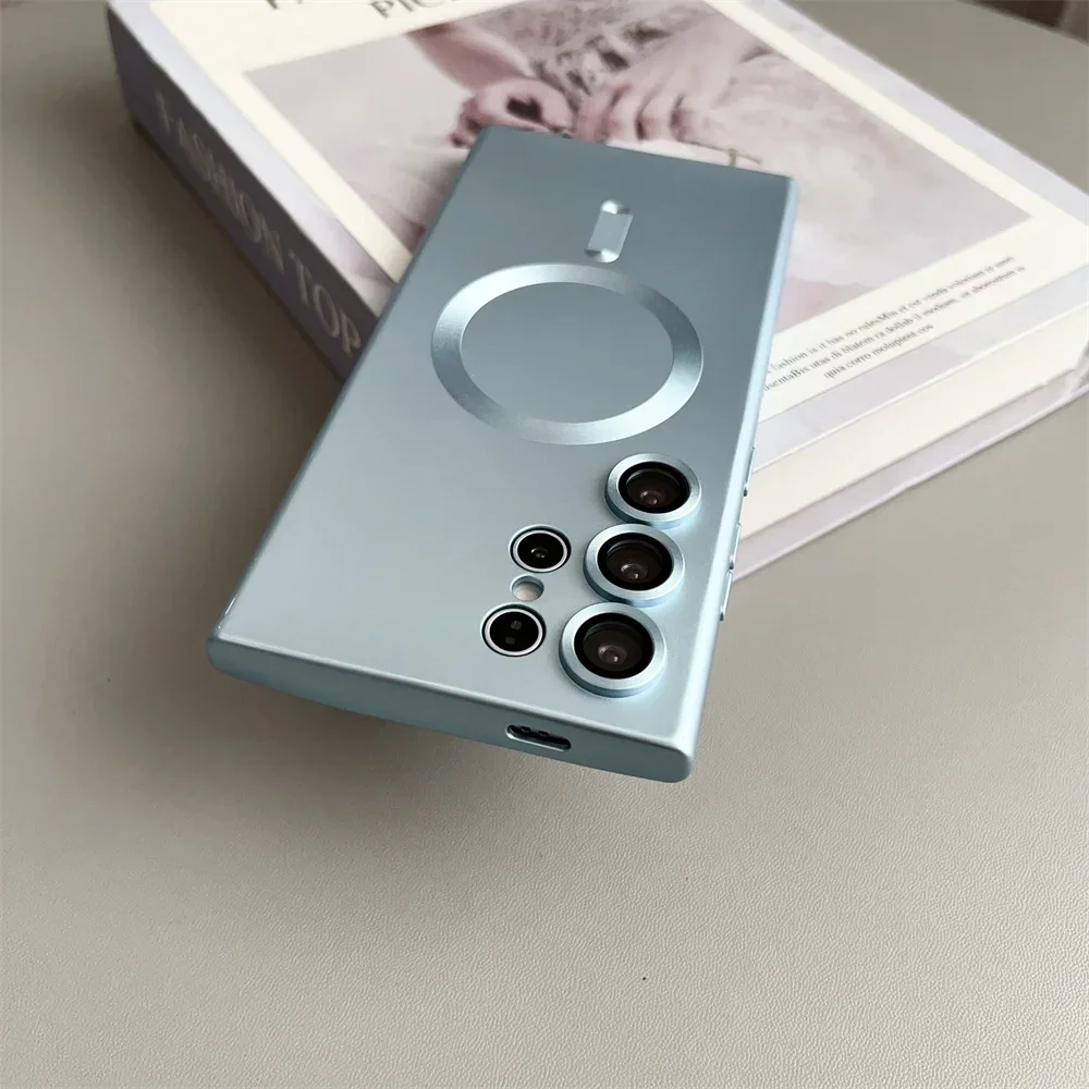 Enhanced Plating Silicone Magnetic Wireless Charging Case with Lens Protection Cover