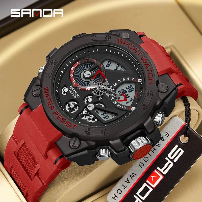 Sanda-Montre électrique multifonction pour homme, réveil Shoe, étanche, antichoc, tendance de la mode, extérieur, 9020