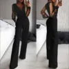 Womens Strapless Jumpsuit Casual Fashion Women'S Solid Color Long Sleeved Pants Summer Woman Fluid Pants Korean Chiffon Jumpsuit 1