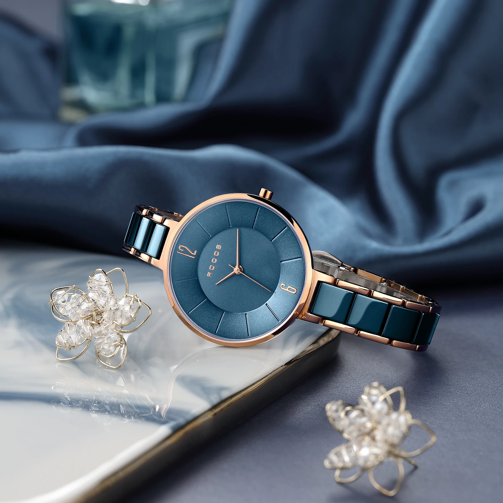 ROCOS Women's Ceramic Fashion Quartz Watch Elegant Luxury Ladies Watches Waterproof Quartz Watch for Women Slim Ceramic Clock 2