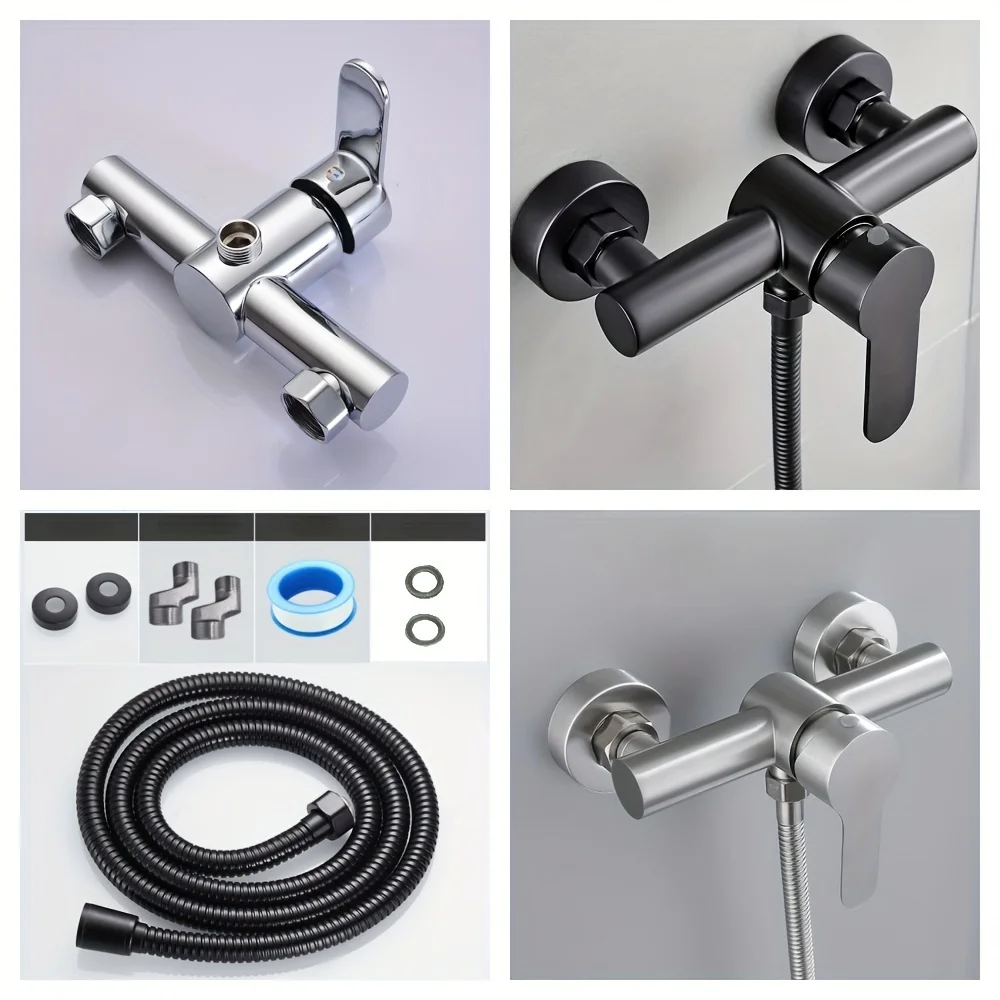 1pc contemporary wall-mounted metal bathtub faucet, black bathroom shower set, bathroom accessories 3