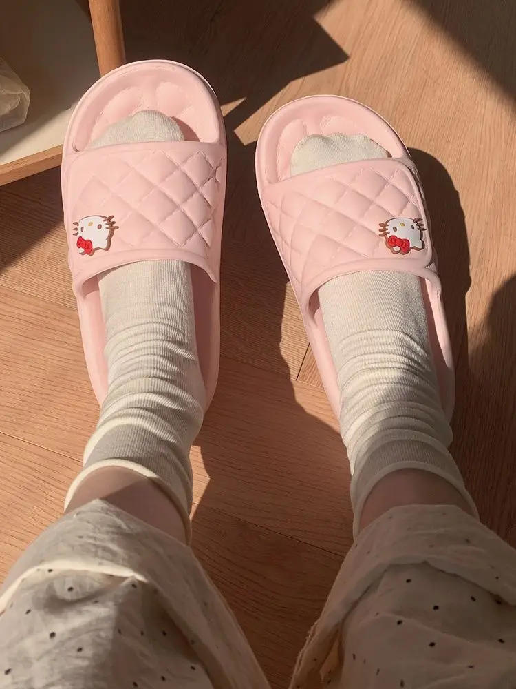 산리오 귀여운 애니메이션 헬로 키티 마이 멜로디 시나모롤, 귀여운 만화 미끄럼 방지 슬리퍼, 여름 숙녀 실내 샌들, 생일 선물