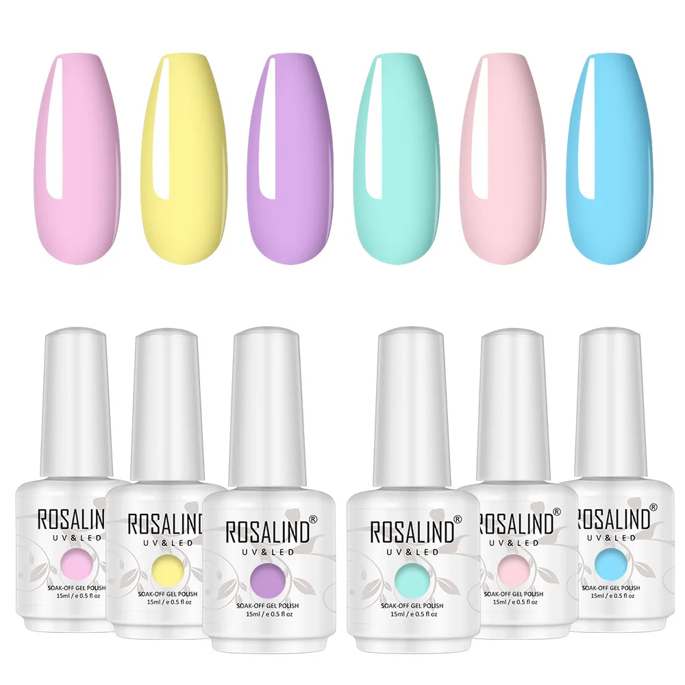 Rosalind 15ML Gel Nail Polish Set 6Pcs/set Cured With UV Lamp Base Top Matt Coat Set For Nail Art Design 2