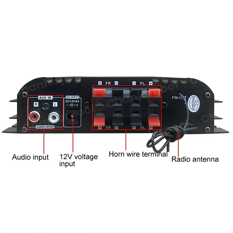 Audio Amplifier 4 Channel 1600W Peak Power Digital Bluetooth Karaoke Player FM Radio Remote Control