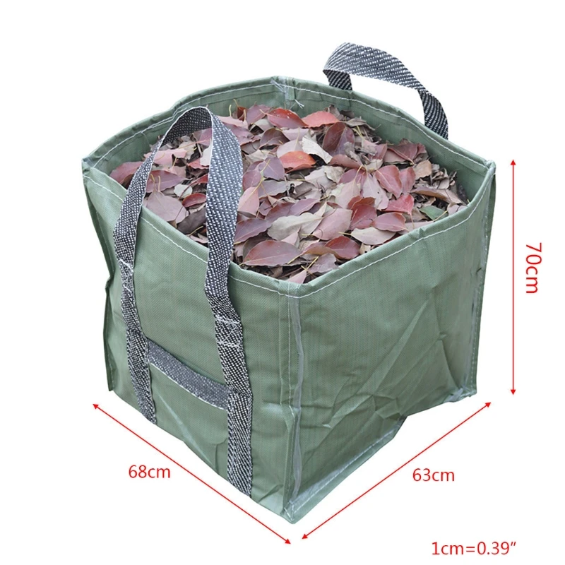 252L Reusable Garden Leaf Bag Reusable Folding Gardening Container with Handles Lawn Yard Waste