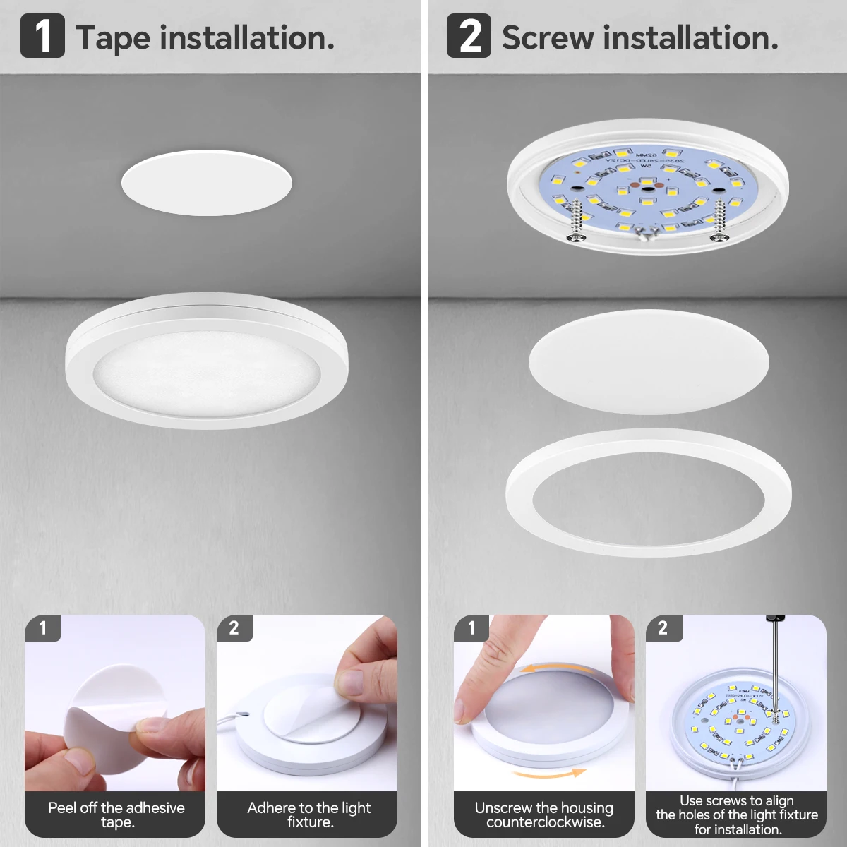 소형 USB 전원 원형 LED 야간 조명 버튼 스위치 LED 퍽 천장 조명 독서등 3가지 색상 사용 가능