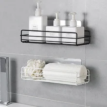 Badkamer Plank Keuken Organizer Zwart Planken Hoek Frame Ijzer Douche Punch-Gratis Mounted Caddy Rek Voor Badkamer Accessoires