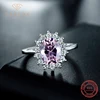 YANLOK Oval 925 Sterling Silver 5A Cubic Zirconia Multi-Color Flower shaped Engagement Ring for Women  Fine Jewelry Gift 4