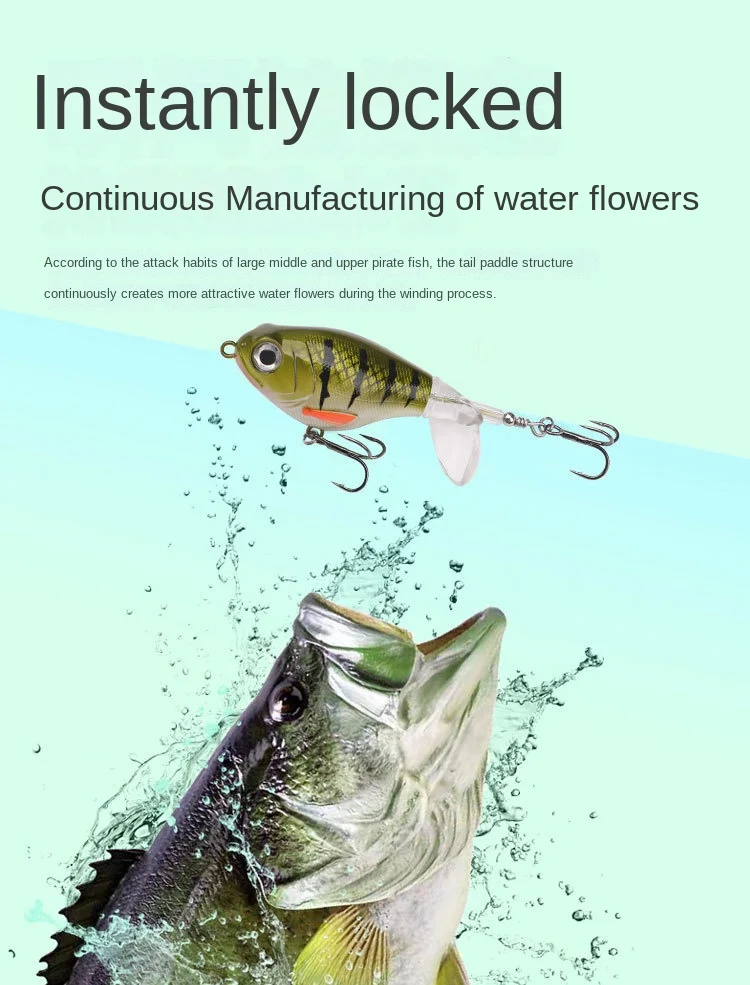 Description Picture 4 of itemJYJ 7.5cm 15g Bass Whopper Plopper Trolling lure crankbait far casting surface with Rotating Tail Fishing Tackle minnow Bait