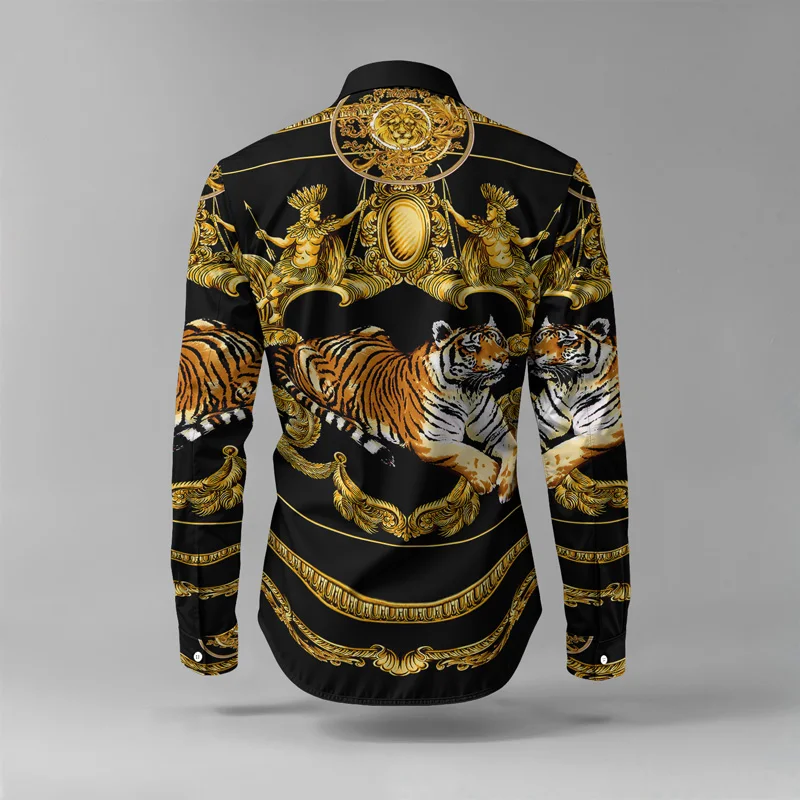 2025 Spring Summer Men Shirt Set Brand Print Fashion Printing Two Piece Set Mens Light Luxury Lightweight Party Long Sleeves_voghion.com