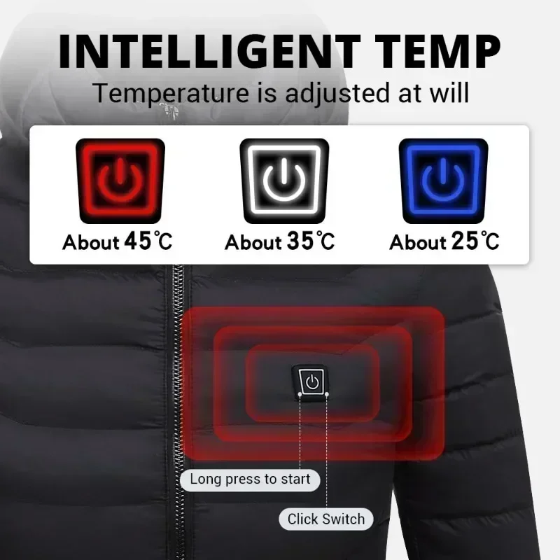 Heated Jacket Men Women Winter Warm USB Heating Jackets Coat Smart Thermostat Heated Clothing Waterproof Warm Jackets Outdoor