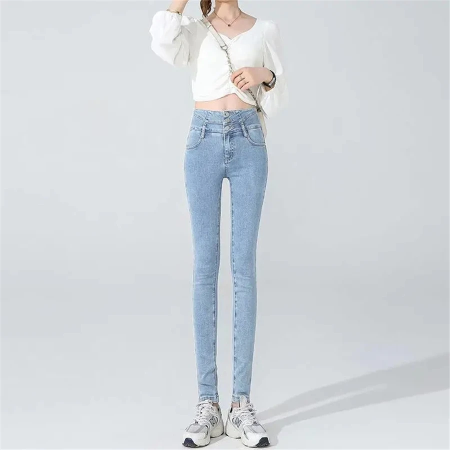High Waist Skinny Pencil Jeans | Korean Streetwear Slim Denim Pants | Lift Hips Vaqueros for Women