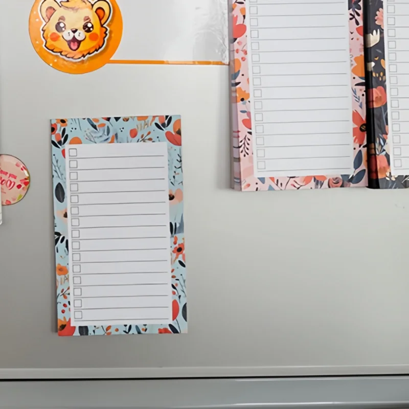 Floral Pattern Magnetic Fridge Notepad Portable Tear-off Memo Pad Shopping List Home Kitchen Office Planner 1pc