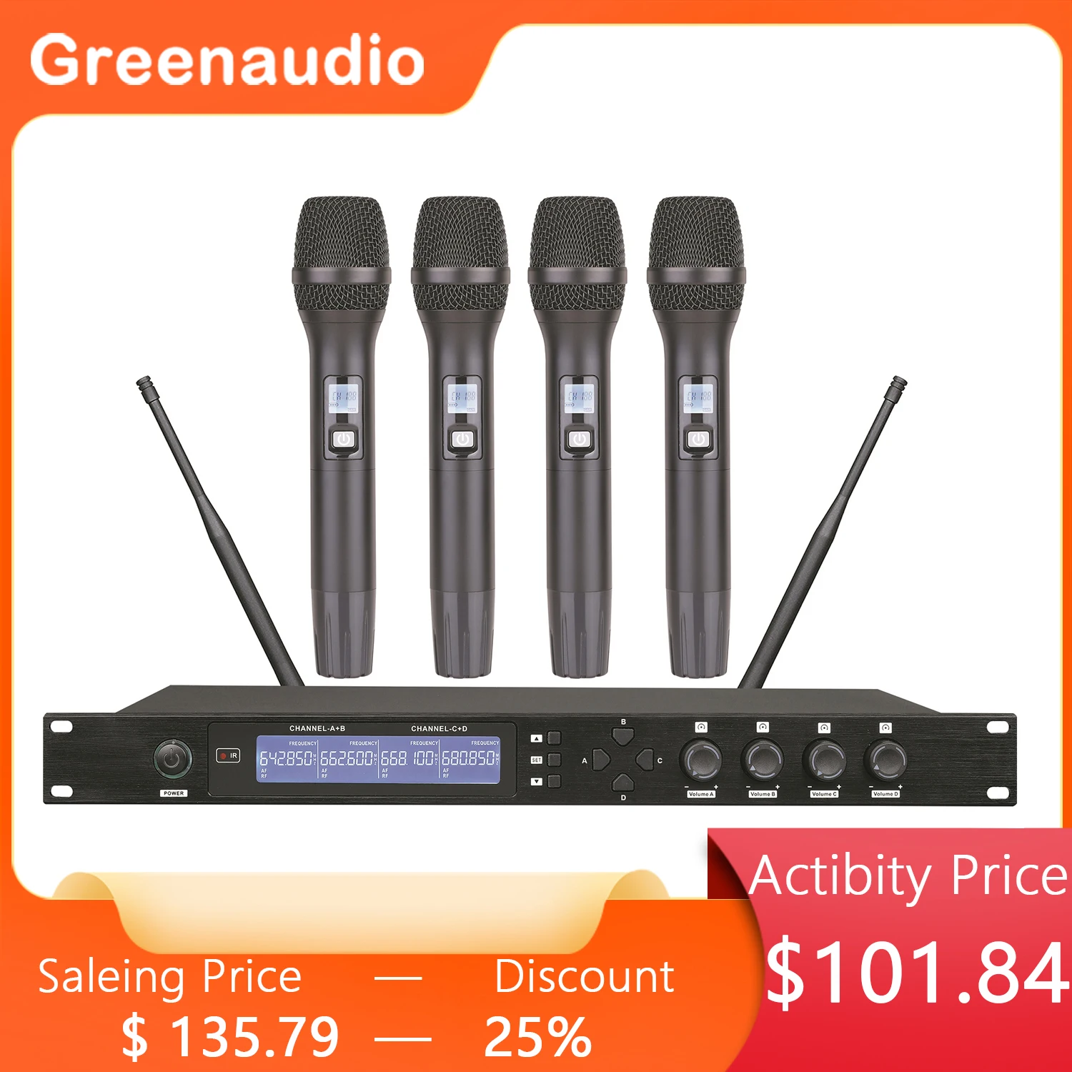 

GAW-U6604 100 частотных точек на канал, Беспроводная микрофонная система UHF для наружной производительности KTV и церкви