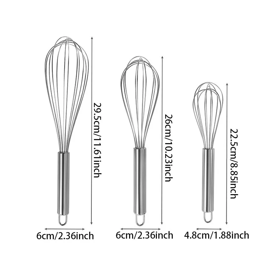 1PC stainless steel whisk Manual egg whisk stick Cream whisk Cake flour whisk Multi-purpose kitchen household baking tool Kitchen