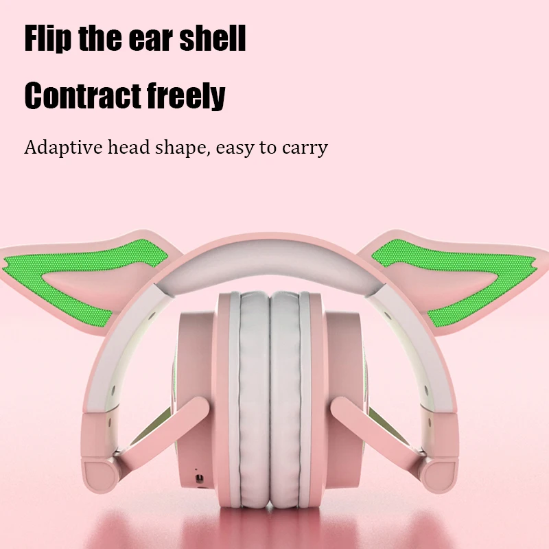 RGB Cat Ear Headphone Wireless Bluetooth 5.3 Headset with Detachable ENC Microphone HiFi Stereo Music Game Headphones Best Gift