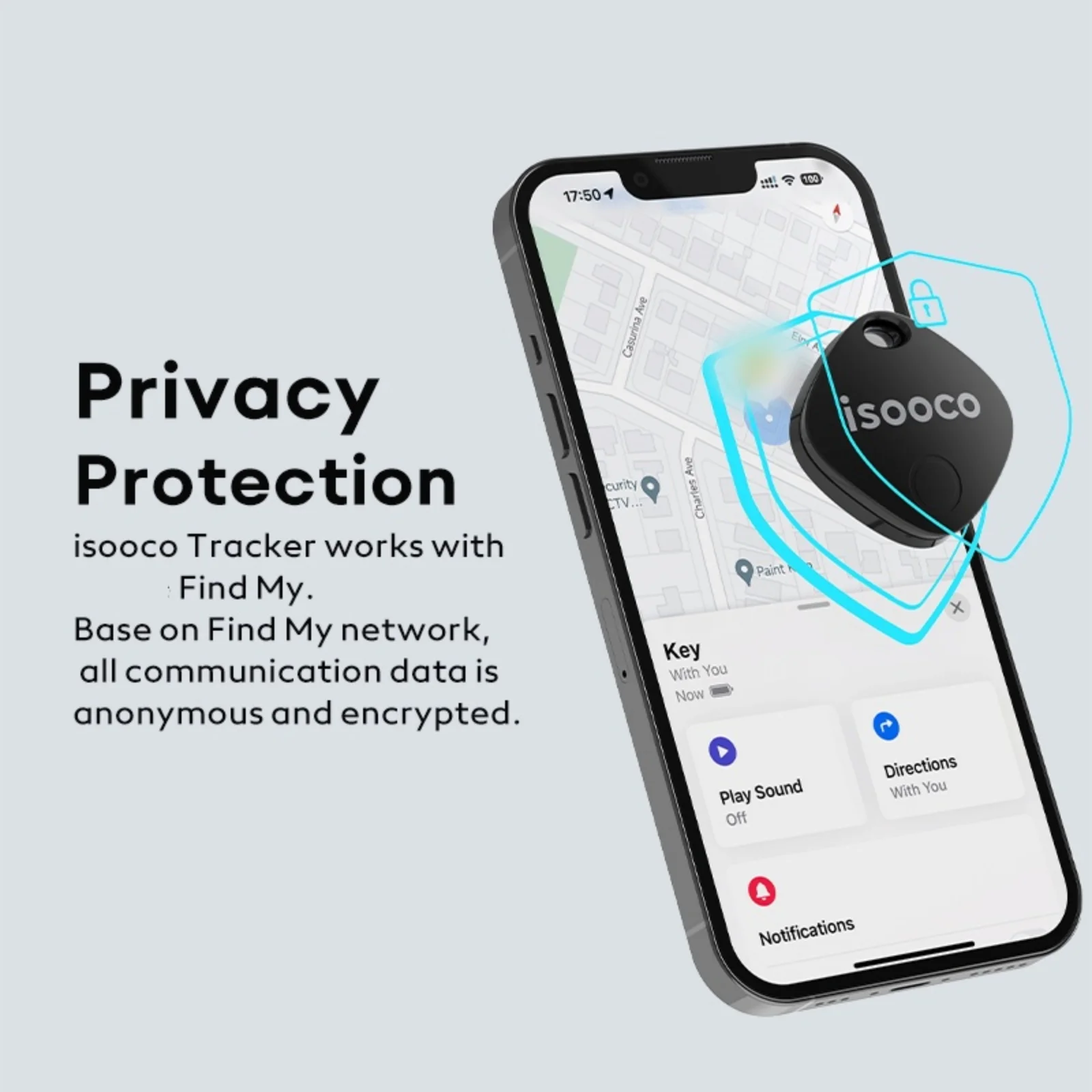 isooco Mini Tracker Bluetooth Locator Keychain Smart tag Item Finder Anti-lost Device Replaceable Battery Use with Find My