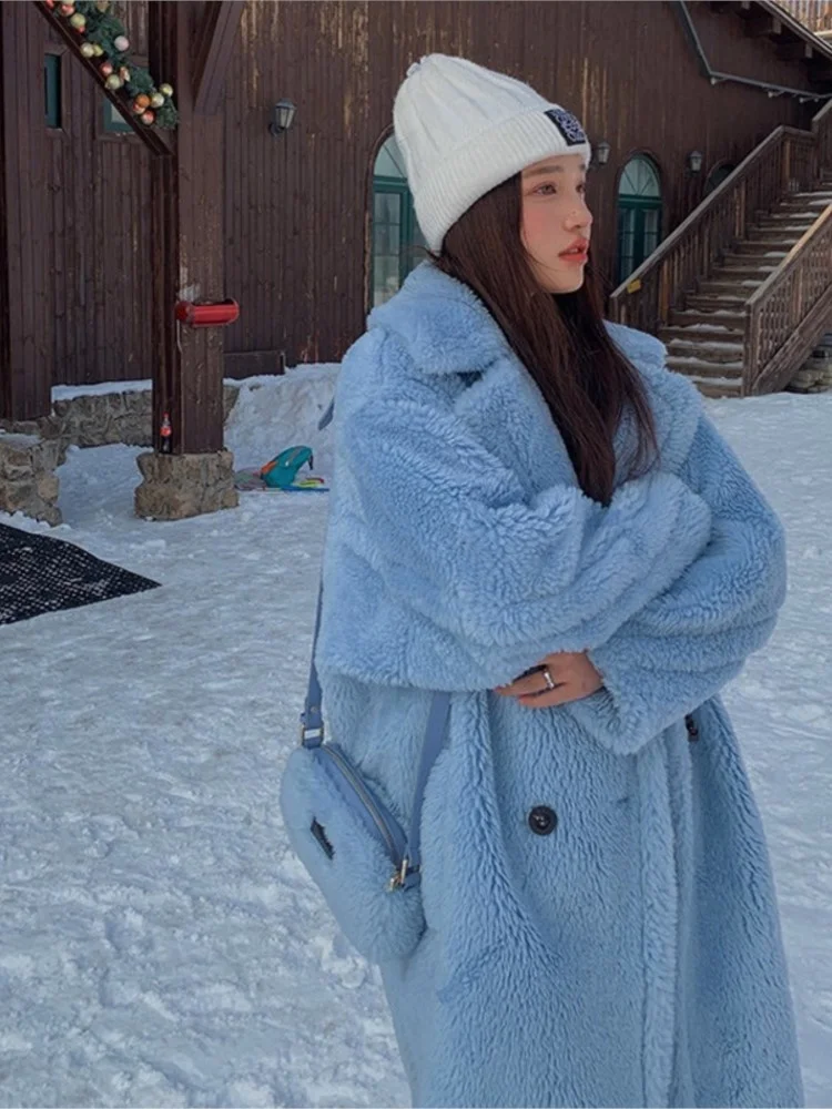 

Women Winter Faux Fur Warm Long Coat Long Sleeve Female Thick Teddy Bear Coat Casual Loose Oversize Outwears