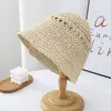 Summer Fashion Ladies Paper Straw Bucket Hat Breathable Crochet Beach Cap Wide Brim Sun Cap Fisherman's Hat 3