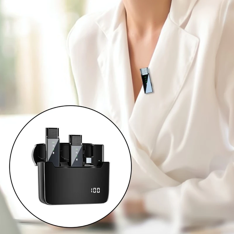

Wireless Lavalier Microphones Wireless Receiver for Live Streaming Case P9JB