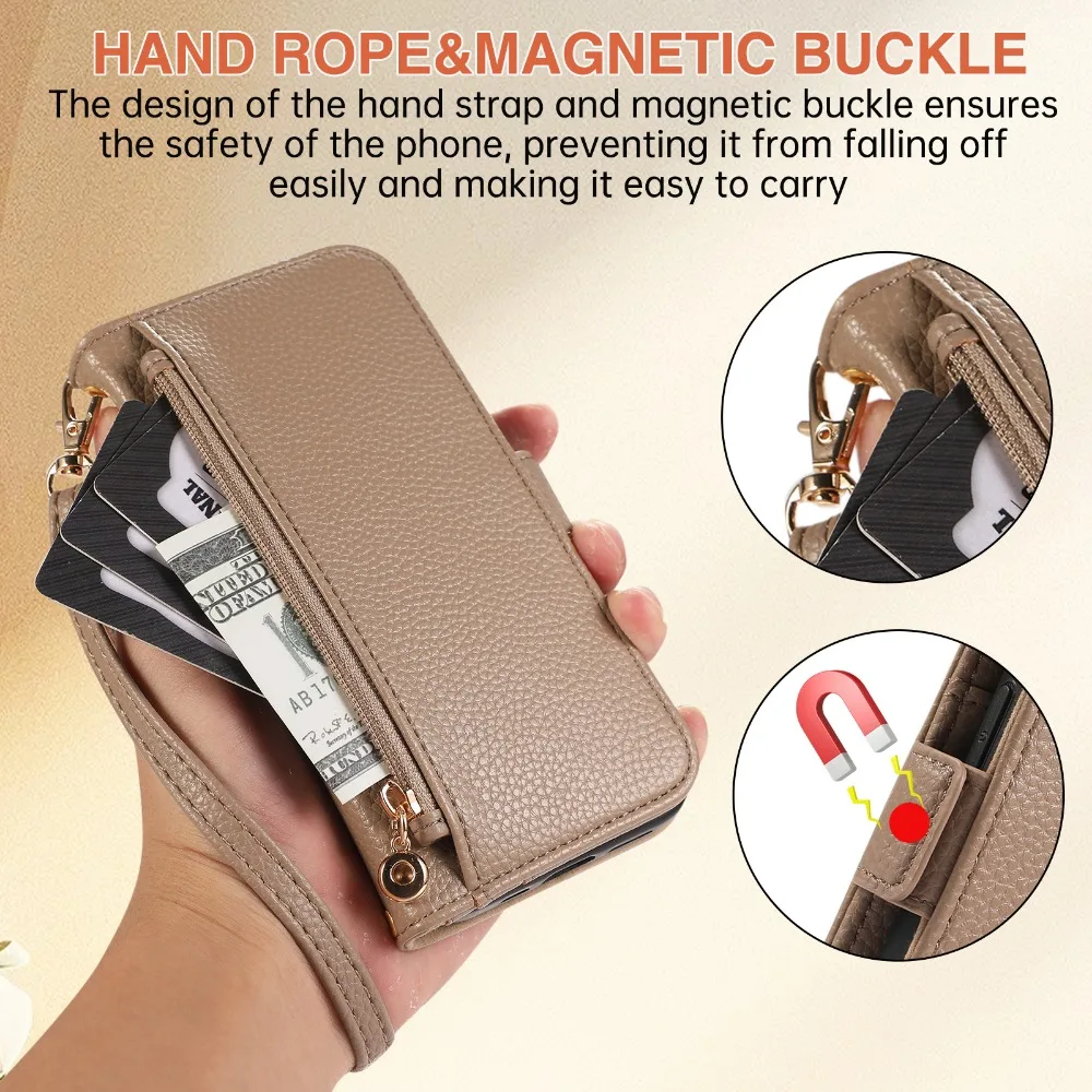 Crossbody Leather Wallet with Card Holder & Phone Case
