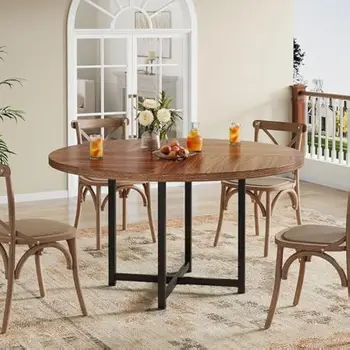 LITTLR TREE Round Dining Table - Industrial Kitchen Table, Compact Dinner Table for Small Spaces, Living Room & Apartment