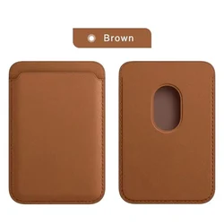 Premium Magnetic Leather Card Holder Wallet Case (Brown)