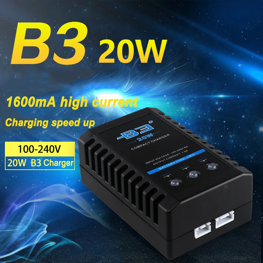 Portable 7.4v-11.1v Battery B3 PRO 20W 1.6A Compact Battery Balance Charger for 2s-3s Lipo for IMAX RC