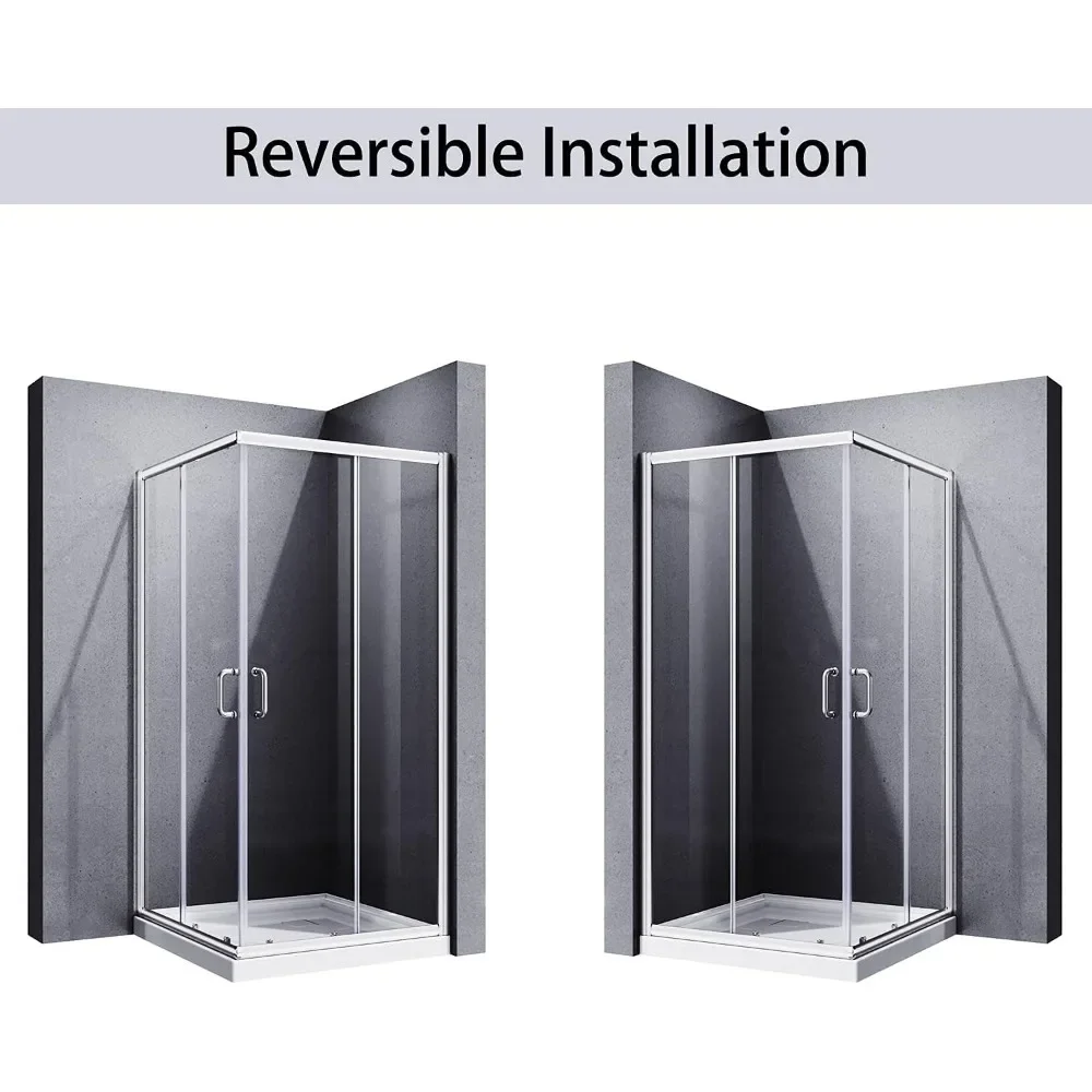 Corner Shower Enclosure 36. D. X 36. W. X 72. H, Double Sliding Shower Door with 1/4 in. Corner Shower 4