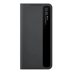 Enhanced Product Title:  
Sleek Mirror Cover Clear View Phone Case with Intelligent S - View Flip Design for Galaxy S21 Plus (Black)