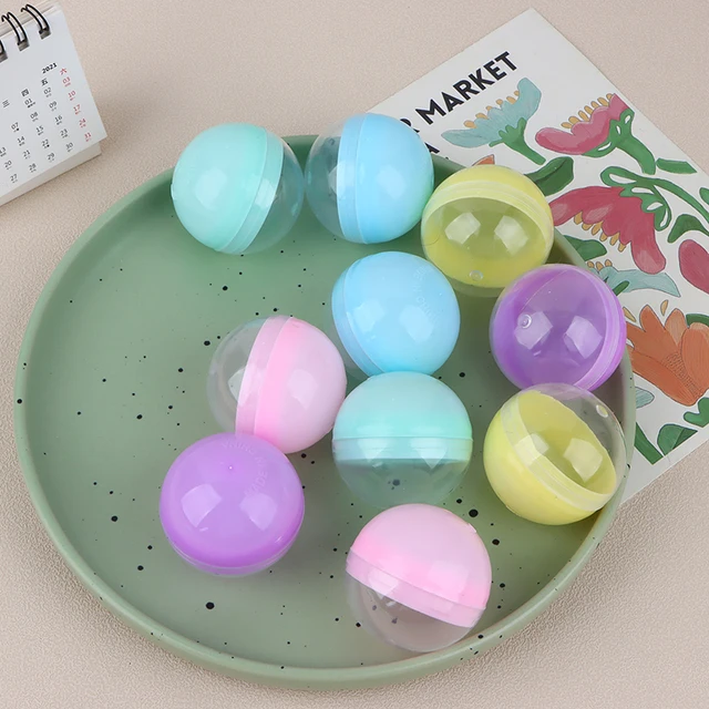 10Pcs 45mm Plastic Toy Capsules Half Transparent Colorful Round Surprise Ball Easy Open Lock Amusement For Vending Machine 5