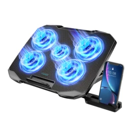 Ultimate Laptop Cooling Pad with Quiet Fans and Adjustable Stand (Black)