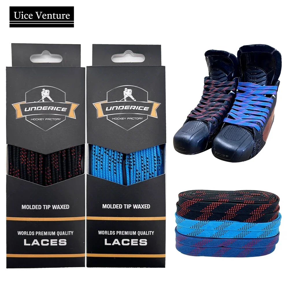 84-130inch Ice Hockey Shoelaces Hockey Skate Laces Box-Packed Dual Layer Braid Reinforced Waxed Tip Accessories hockey skate laces