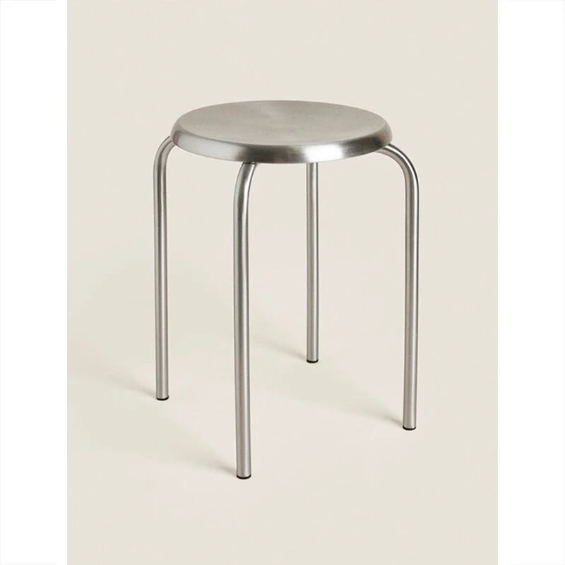 Mid-Century Industrial Dining Chair - Modern Metal Cafe Stool, Stainless Steel Luxury Home Decor for Villa/Homestay