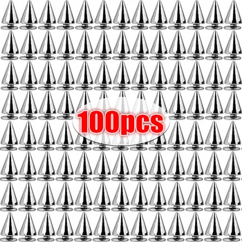 100/10pcs Silver Cone Studs and Spikes Metal Double Cap Rivets Stud Round Nail Rivet DIY Clothes Shoes Bag Clothing Accessories