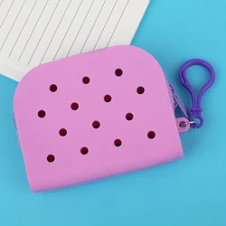 Trendy Pink Cartoon Silicone Wallet with DIY Hole Design - Versatile Storage for Accessories and Crafts (PURPLE)