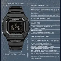 SANDA 2156 mode hommes montre militaire résistant à l'eau Sport montres armée grand cadran Led montres numériques chronomètres pour homme 5