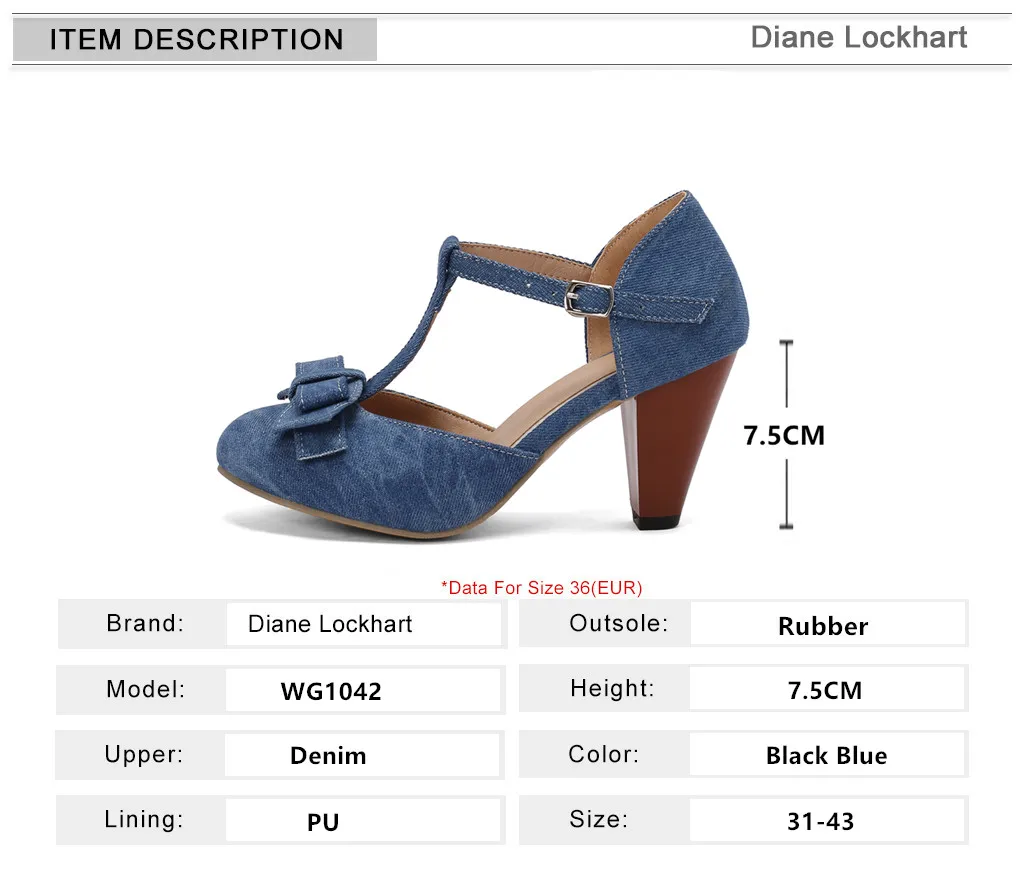 2024 Spring Summer Girls High Heel Shoes Denim Women's Pumps T-Buckle Fashion Spike Heels High Heels for Office Party Banquet